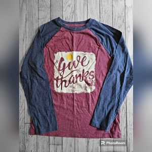 Cat & Jack Give Thanks Long Sleeve Shirt Size Medium (8/10)